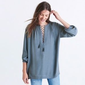 Madewell Lace up Peasant top